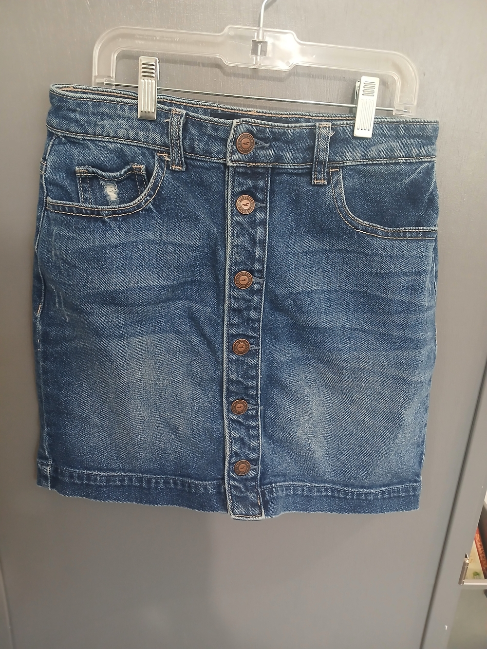 Hollister Blue Denim Button-Front Mini Skirt
